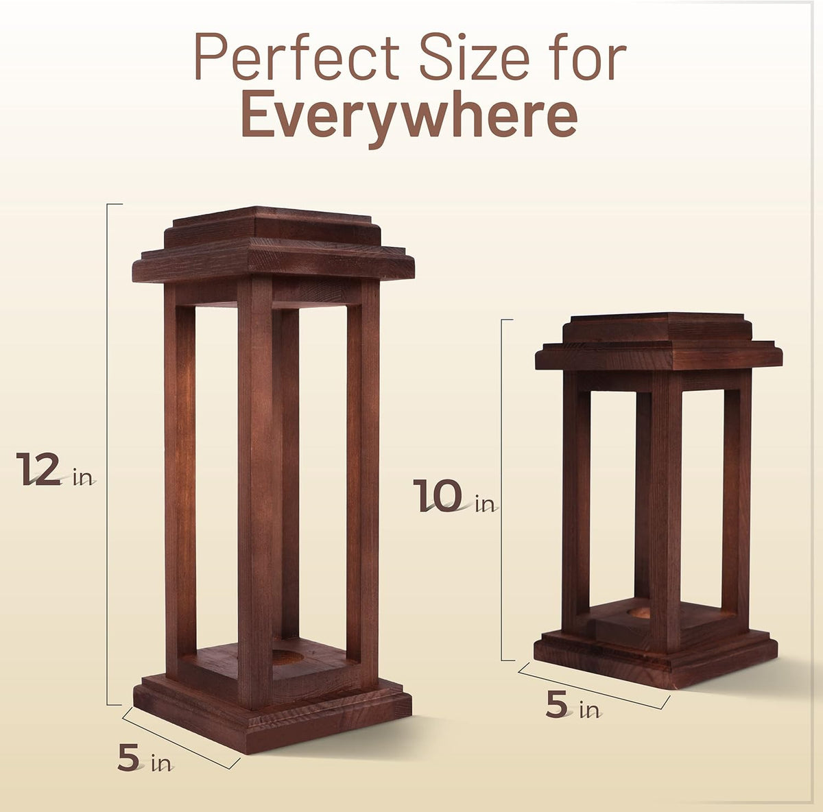 Rustic Decorative Wooden Candle Lantern Set of 2 J278