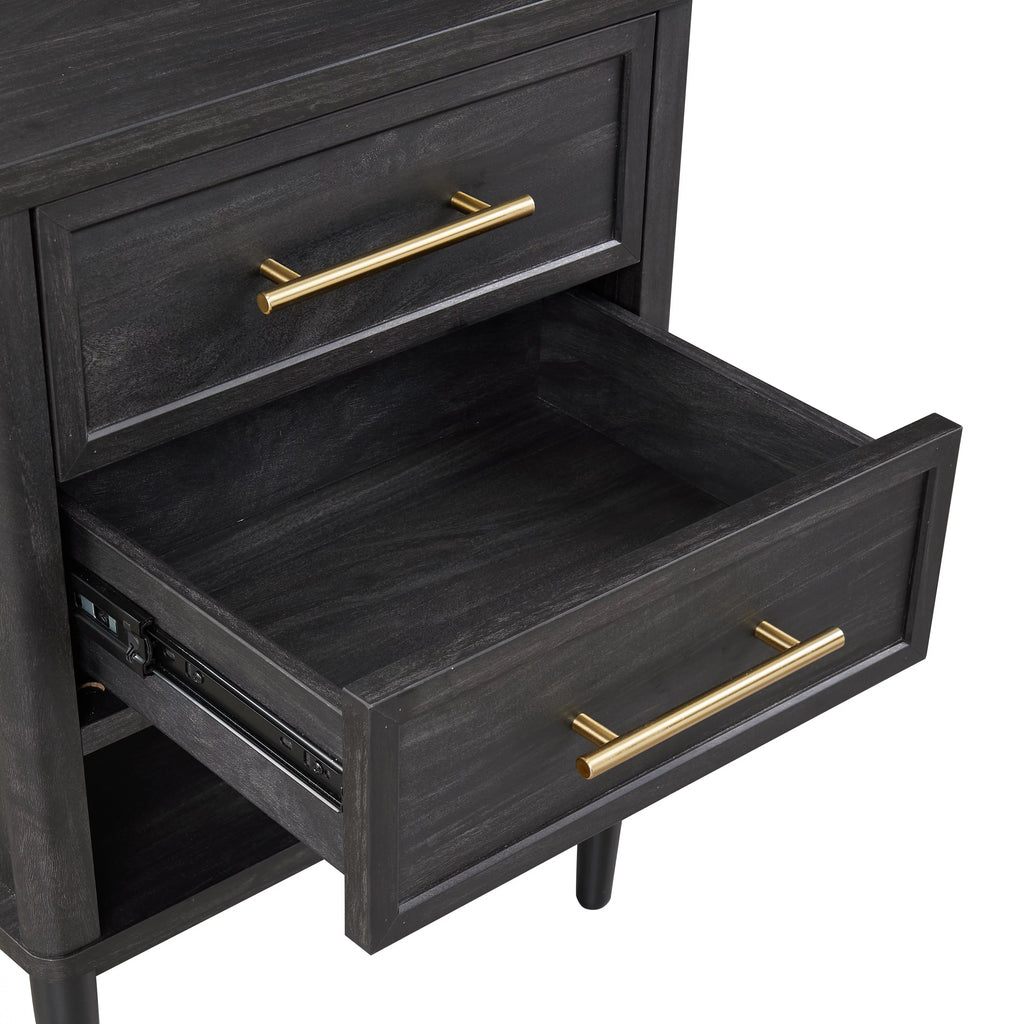 2 Drawer Charcoal Finish Nightstand K4990