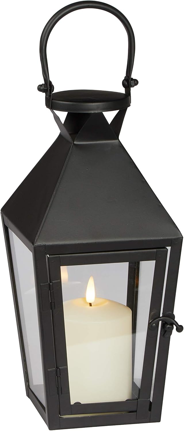 Black Metal LED Flameless Candle Lantern I715289
