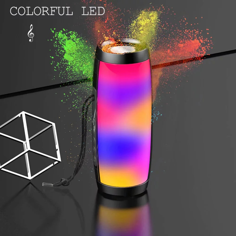Black Portable Bluetooth 5.0 Speaker with LED Lights and 360 Stereo Sound O305