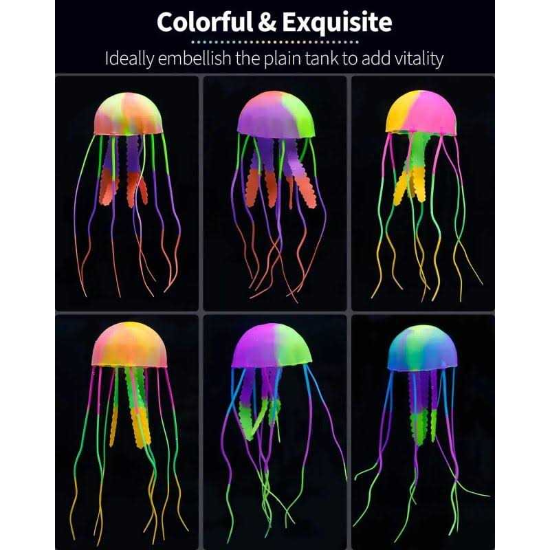 6 Pcs Glowing Jellyfish Aquarium Ornament H215495
