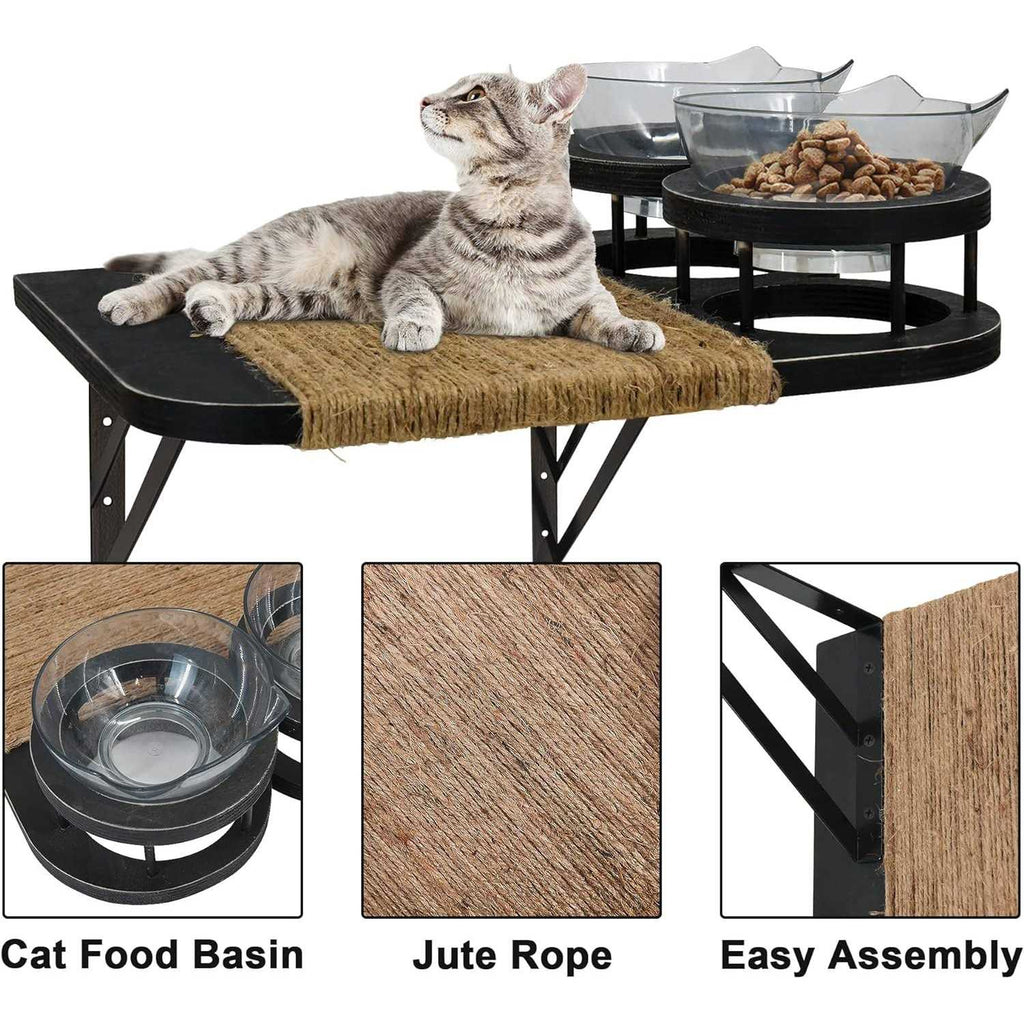 Cat Hammock Wall Shelves with 3 Steps and 2 Food Shelf L3946