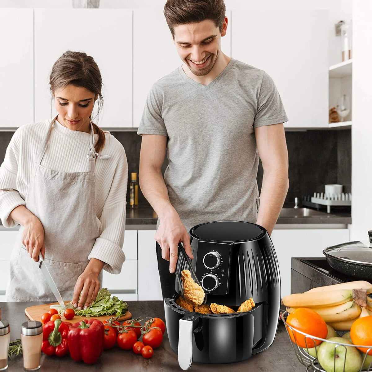 5.8 Qt Electric Air Fryer with Non-Stick Basket S1135