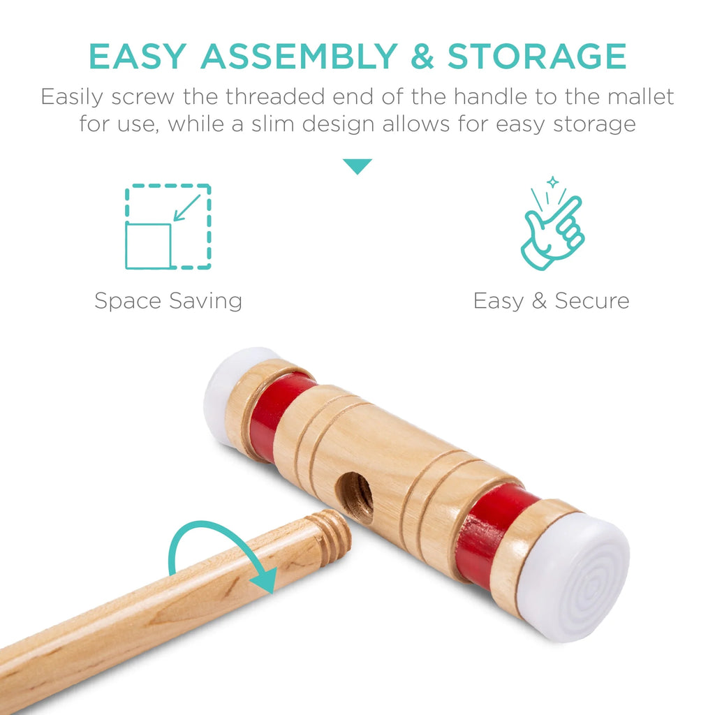 6-Player 32in Wood Croquet Set with Carrying Bag K8209