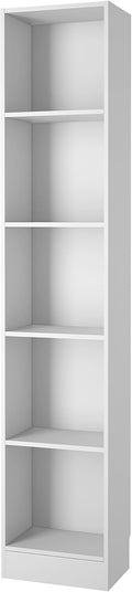 White 5 Shelf Narrow Bookcase W289361