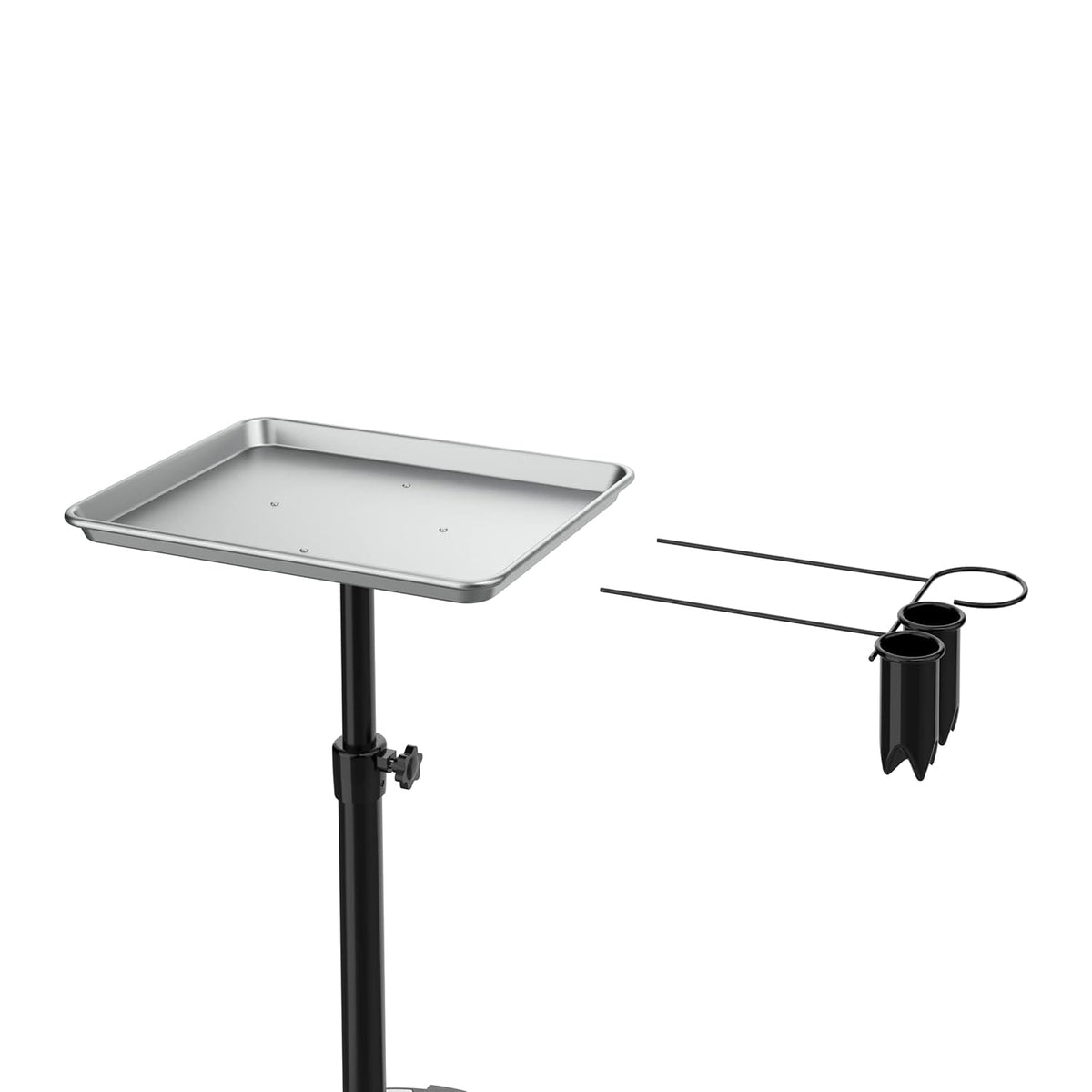 Adjustable Height Aluminum Salon Tray Cart with Accessory Caddy L726