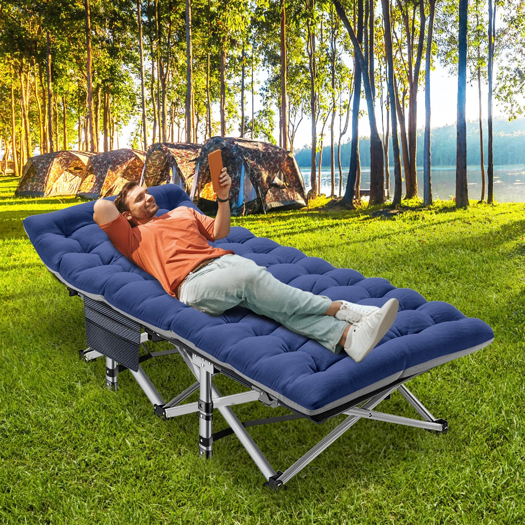 75'' Portable Folding Camping Cot with Mattress and Carry Bag T372
