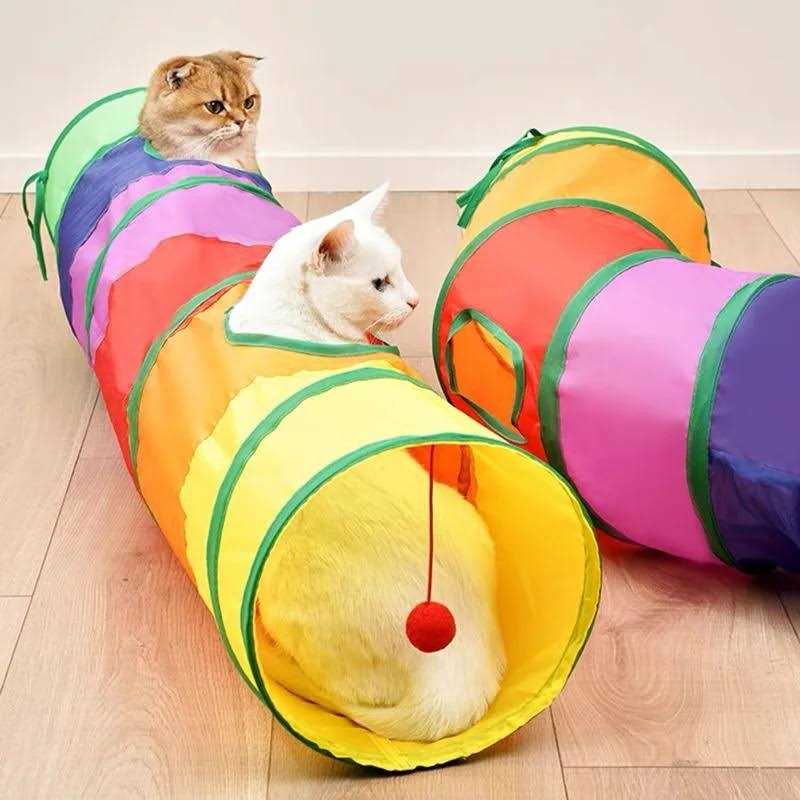 Cat Toy Tunnel and Cubes Interactive Collapsible Playground E7688