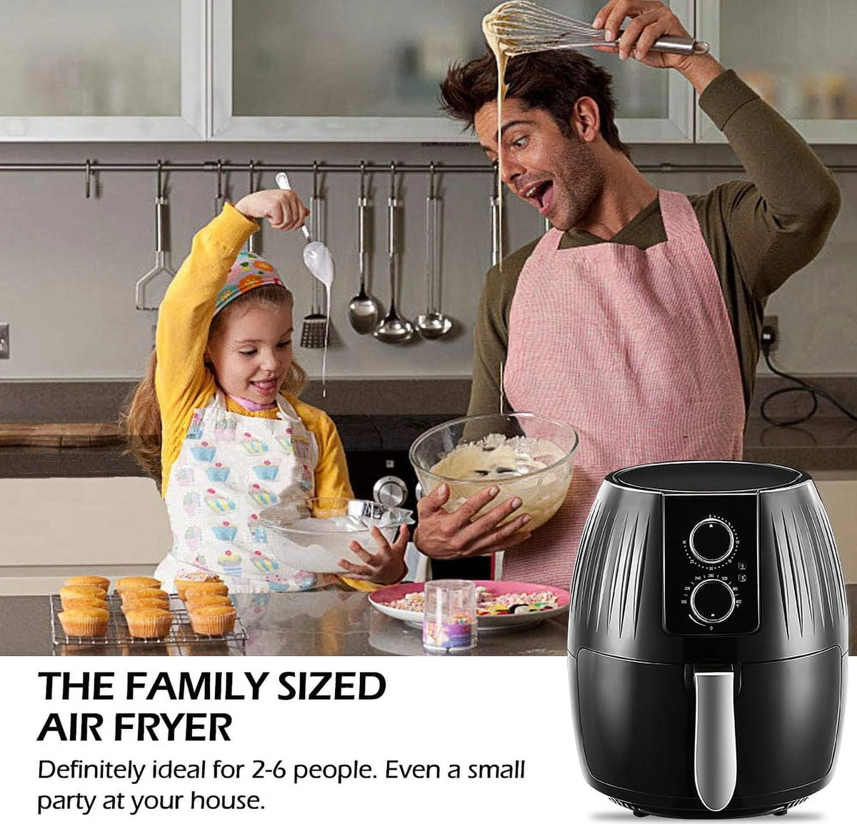 5.8 Qt Electric Air Fryer with Non-Stick Basket S1135
