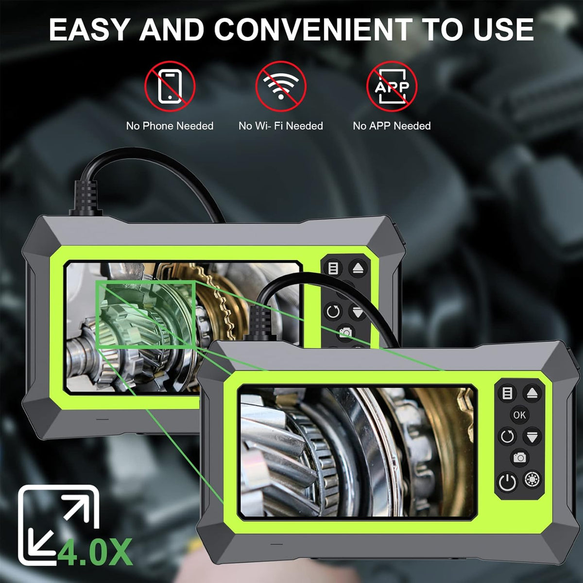 Endoscope Camera with Lights, 1080P HD Borescope Camera 4.3 Inch LCD Screen IP67 Waterproof, 3000mAh Battery, 32GB TF Card N5706
