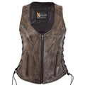 Distress Brown Leather Vest V93665