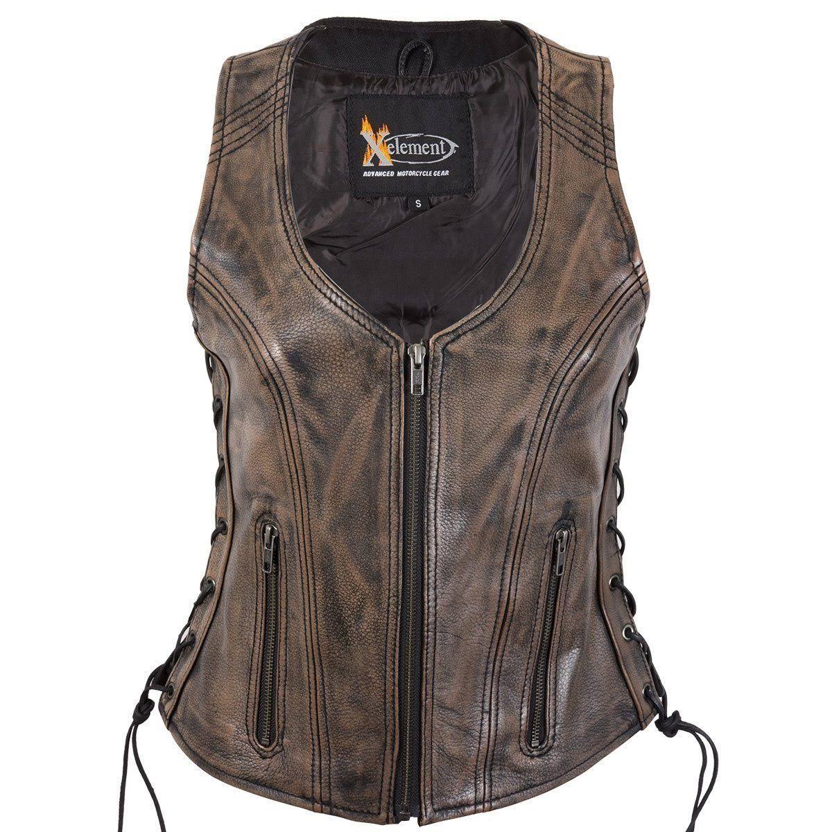Distress Brown Leather Vest V93665