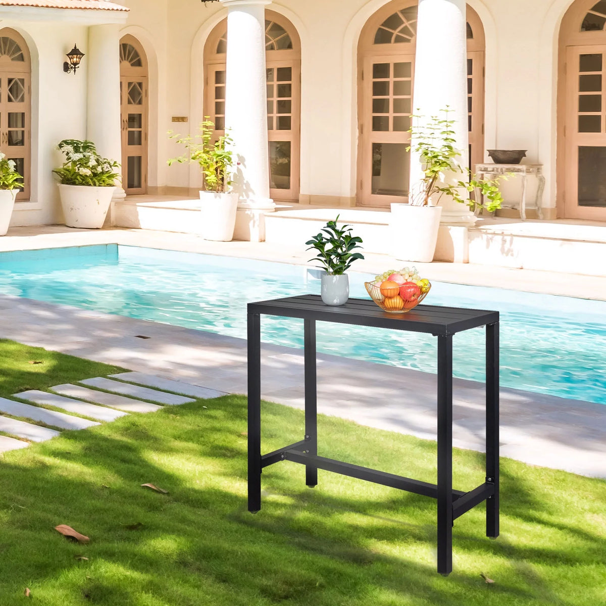 Black Iron Adjustable Bar Table F936