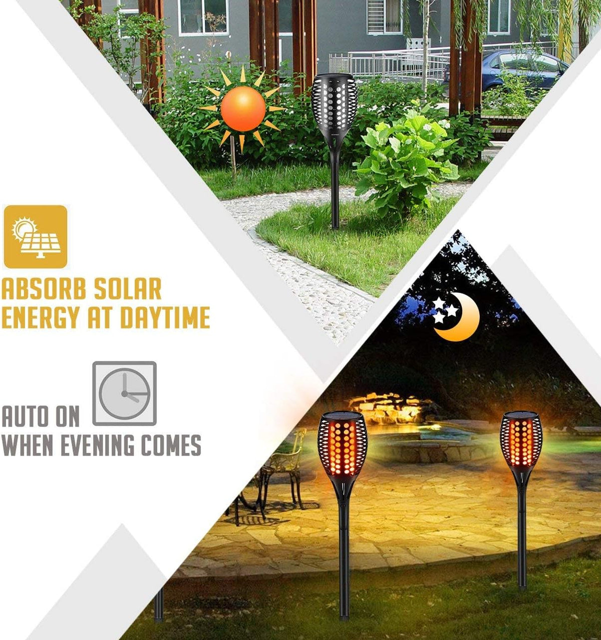 43 Flickering Flames Solar Torch Lights Outdoor Waterproof 4-Pack V1252