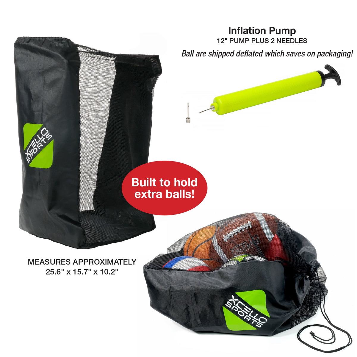 5 Ball Assortment with Ball Pump and Carry Bag D160745