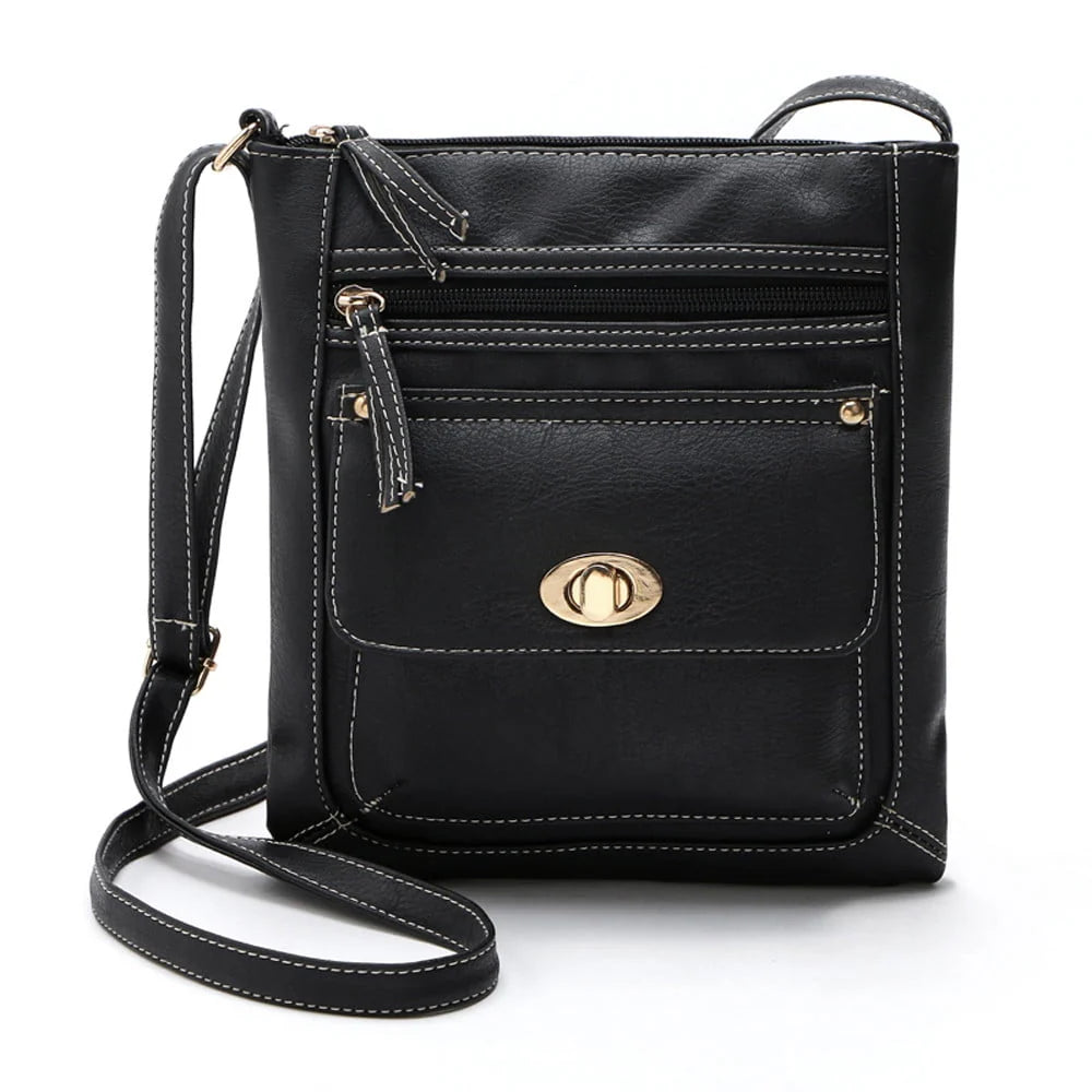 Black Leather Crossbody Satchel Bag B465254