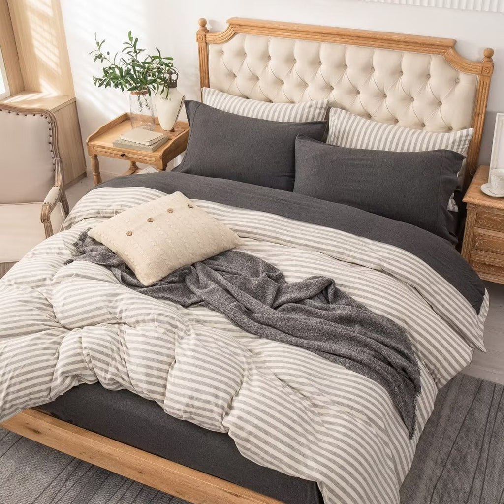 100% Cotton Jersey Knit 4pc Bed Sheet Set Extra Deep Pocket Charcoal Gray King K413