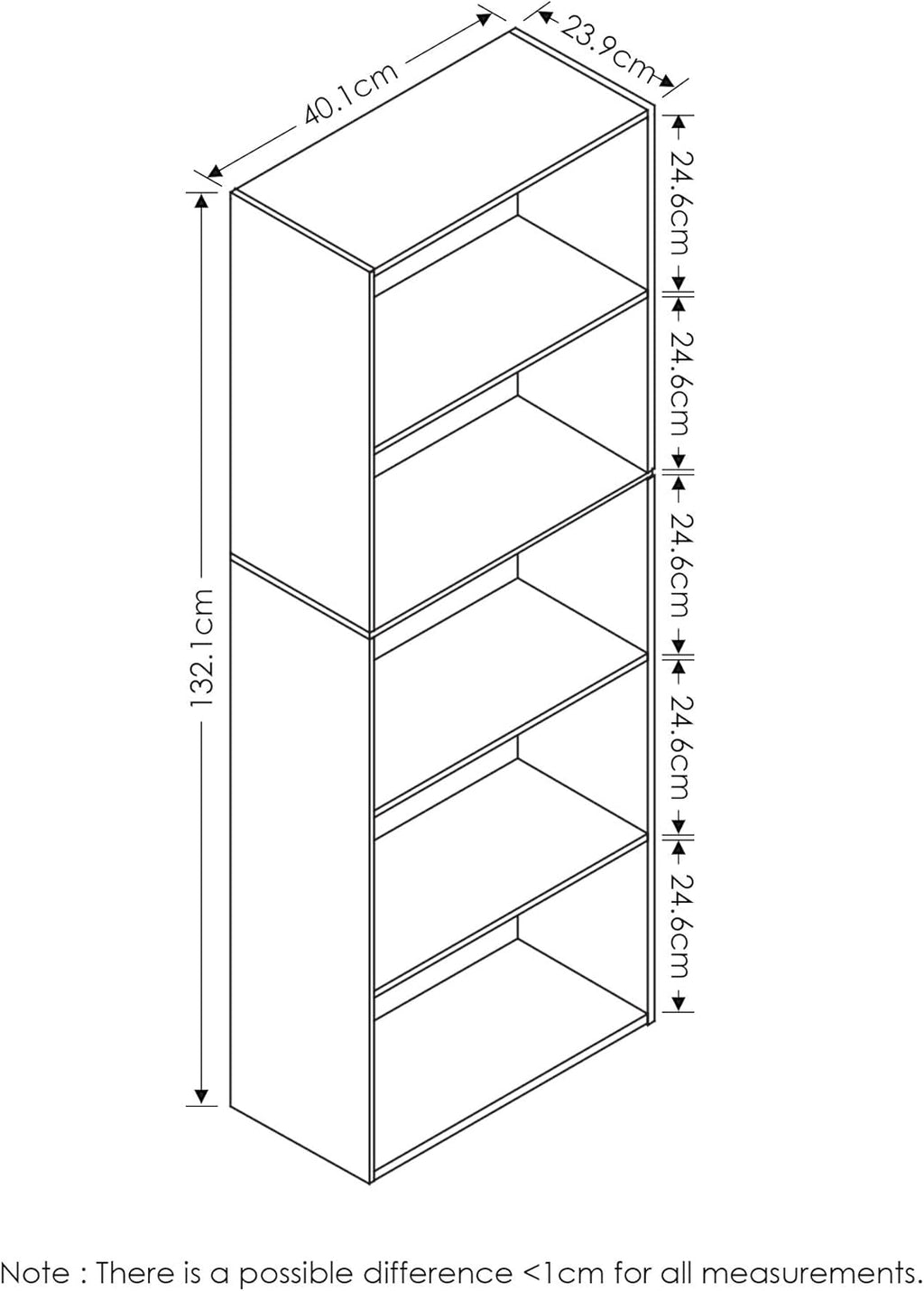 5-Tier Reversible Color Open Shelf Bookcase D900