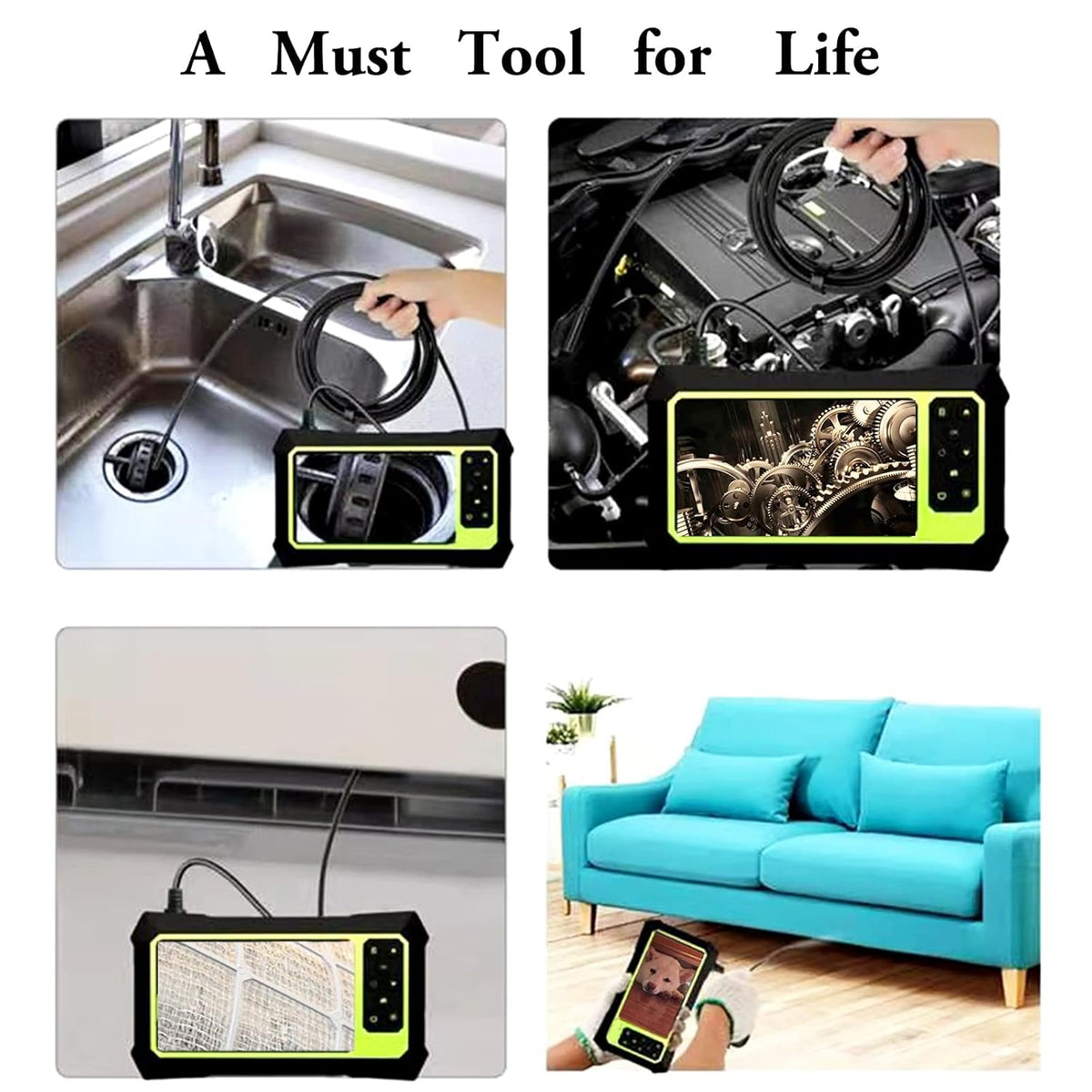 Endoscope Camera with Lights, 1080P HD Borescope Camera 4.3 Inch LCD Screen IP67 Waterproof, 3000mAh Battery, 32GB TF Card N5706