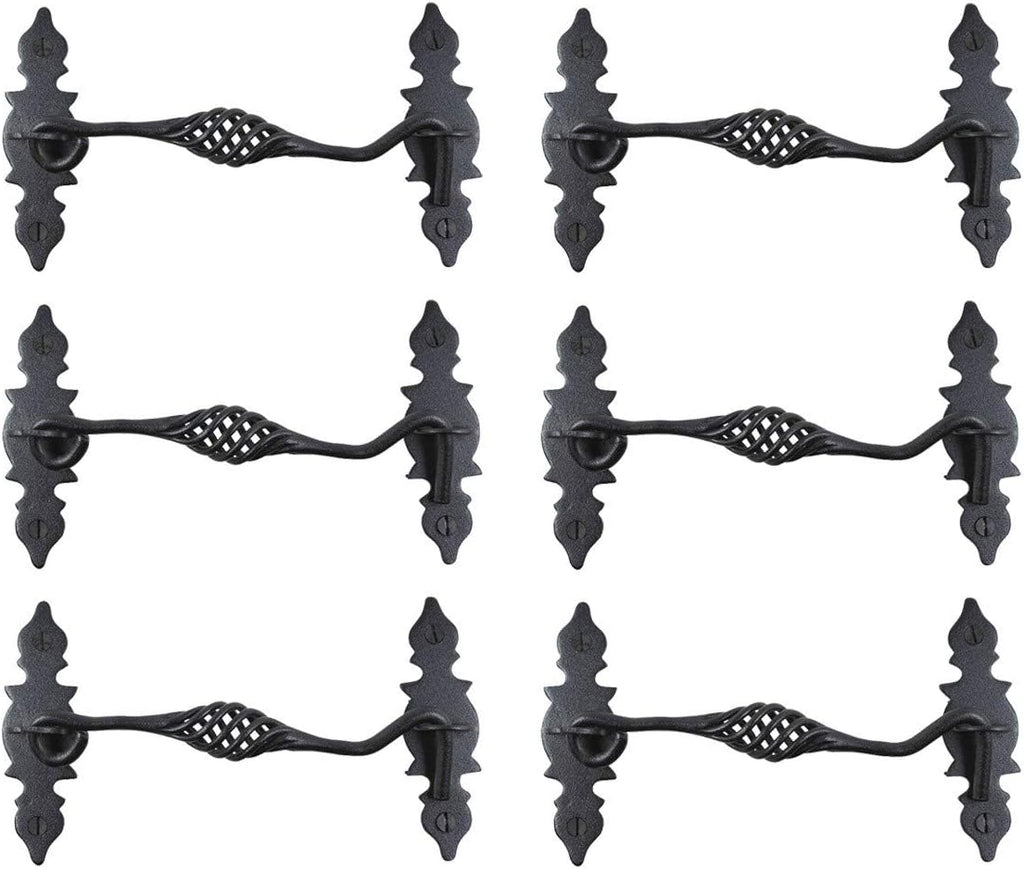 Black Wrought Iron Cabin Hook Eye Latches 6.5 Long Pack of 6 Y589