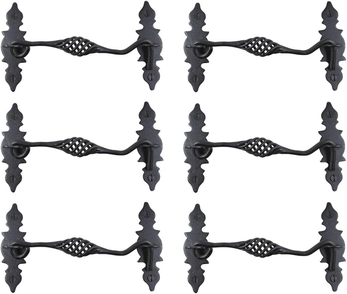 Black Wrought Iron Cabin Hook Eye Latches 6.5 Long Pack of 6 Y589