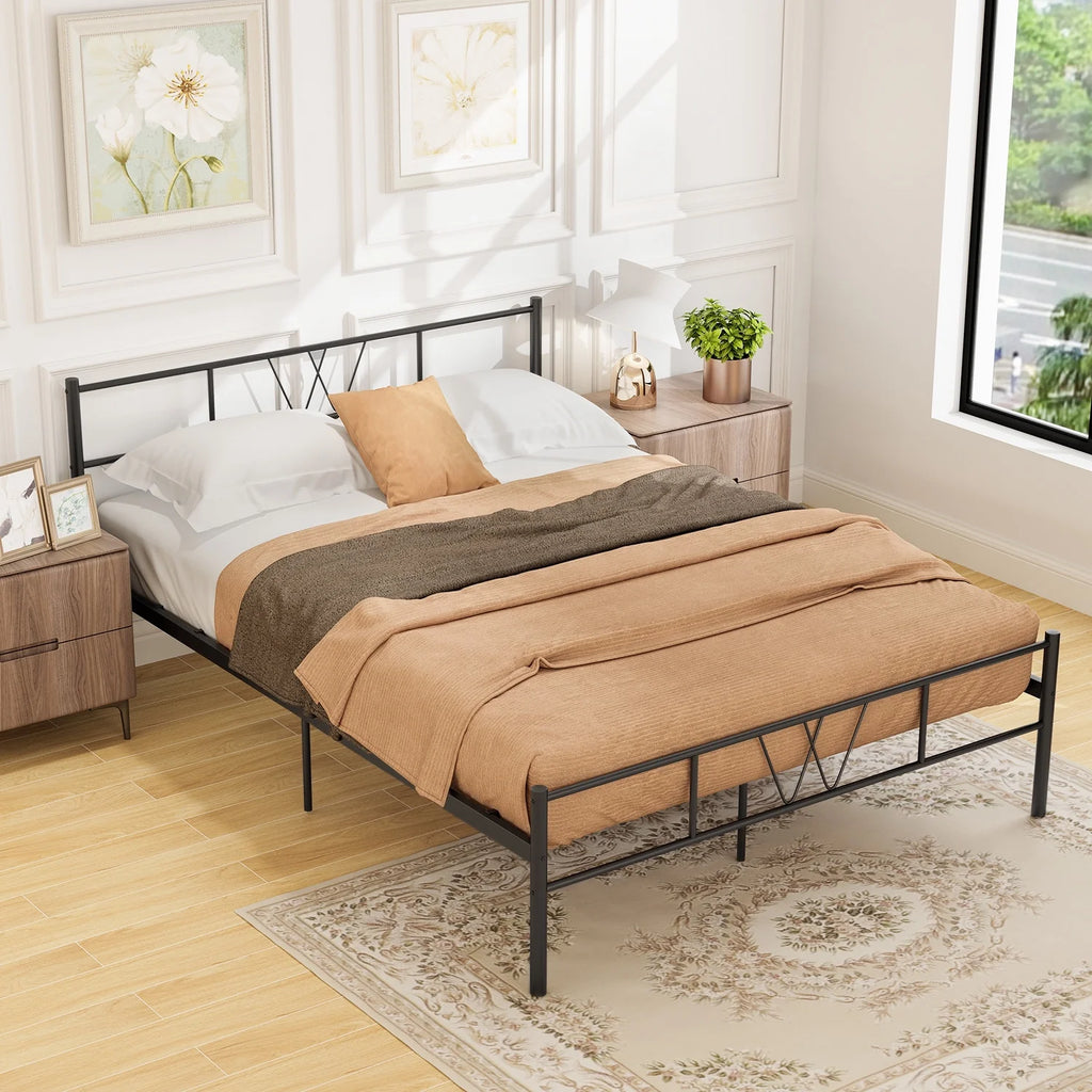 Full Size Black Metal Platform Bed Frame S975390