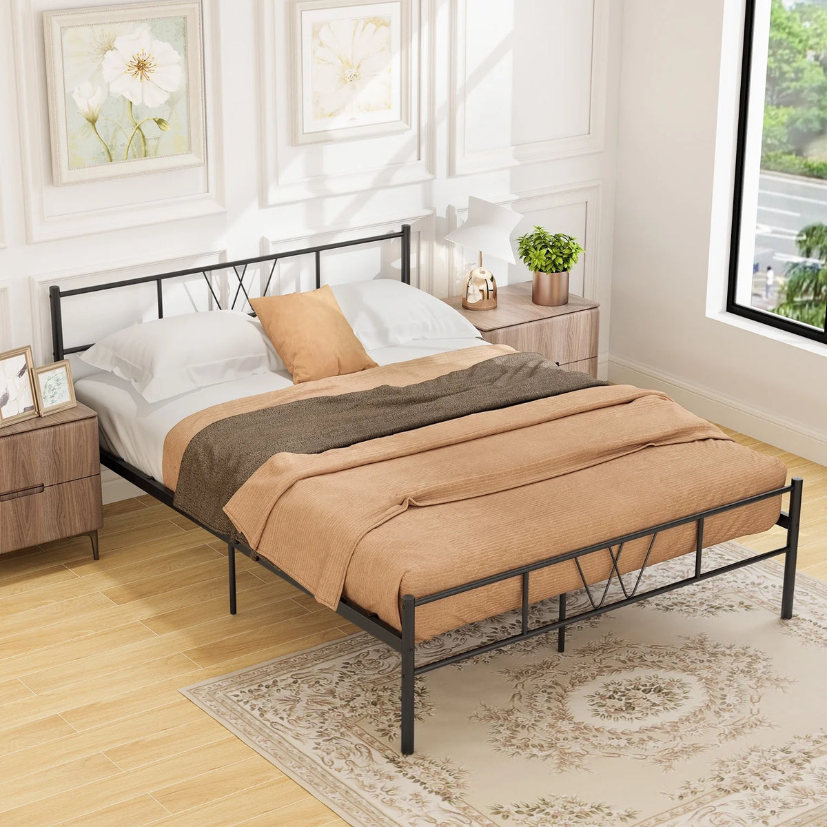 Full Size Black Metal Platform Bed Frame S975390