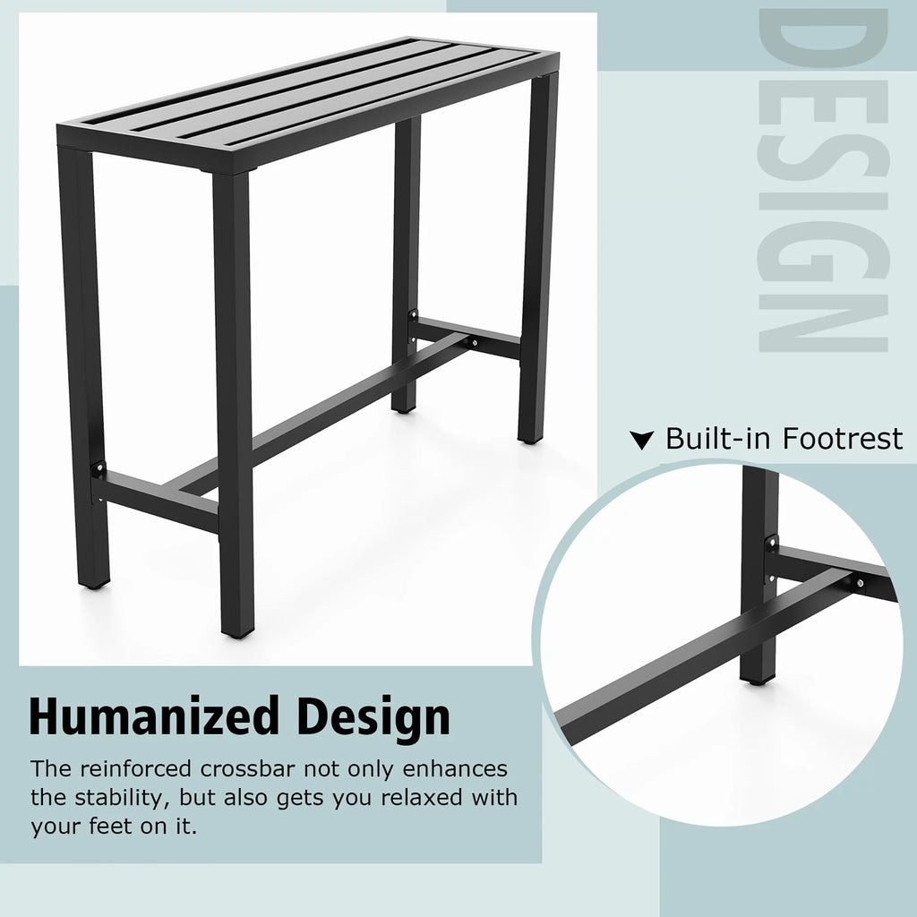 Outdoor Metal Bar Table 55'' Patio Counter Height Dining Table Black P708139