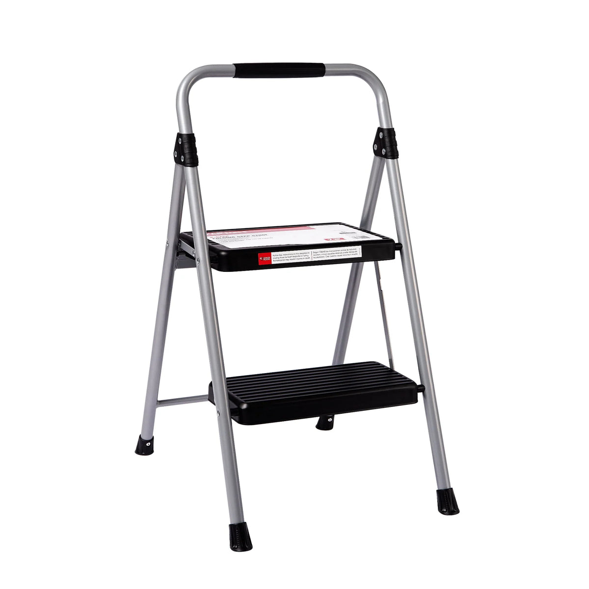 Gray & Black 2-Step Steel Foldable Step Stool P24739