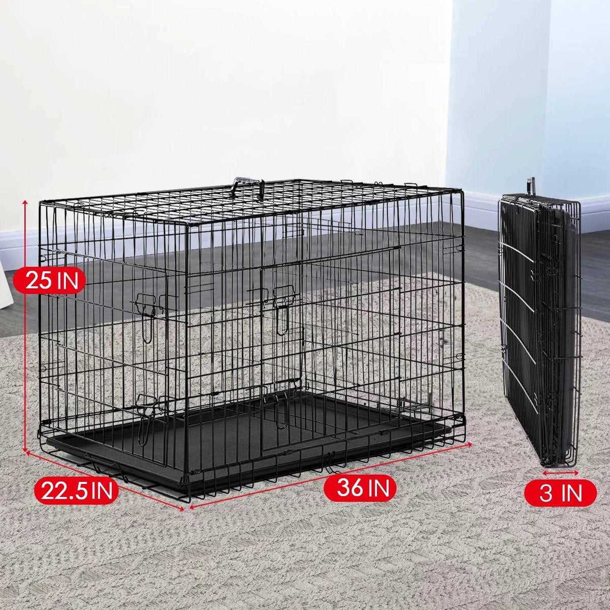 Large Dog Crate with Divider and Double Door U86691