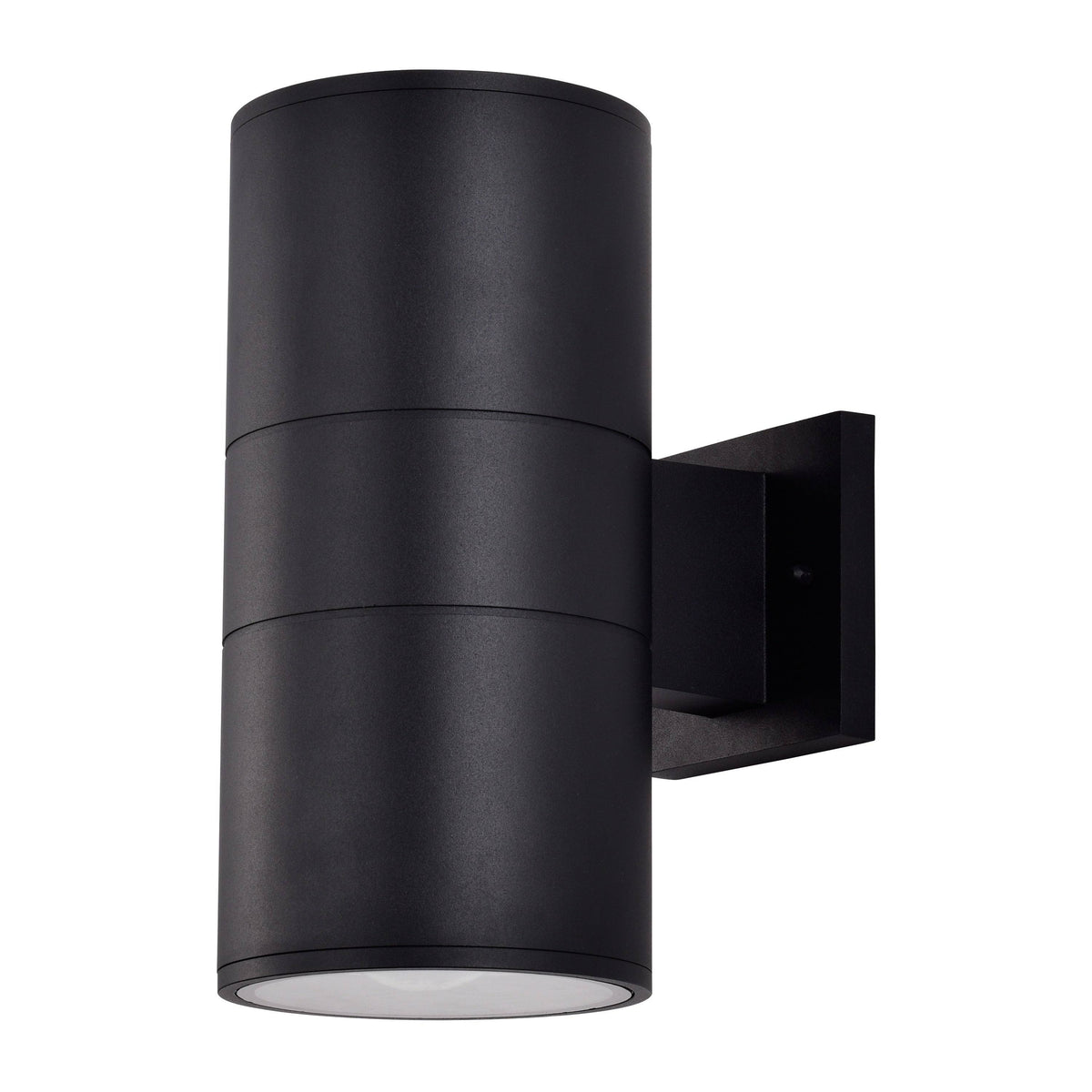 2-Light Matte Black Cylinder Outdoor Wall Lantern Sconce A792