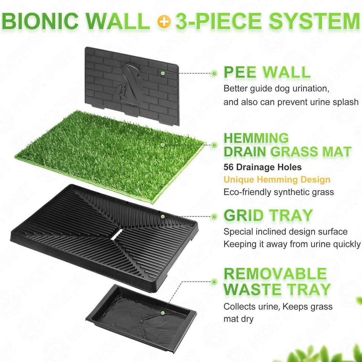 Dog Potty with Tray Large 30”x20” Artificial Grass Patch B399021