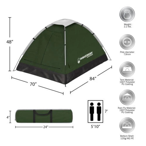 Green 2 Person Tent with Carry Bag N745216