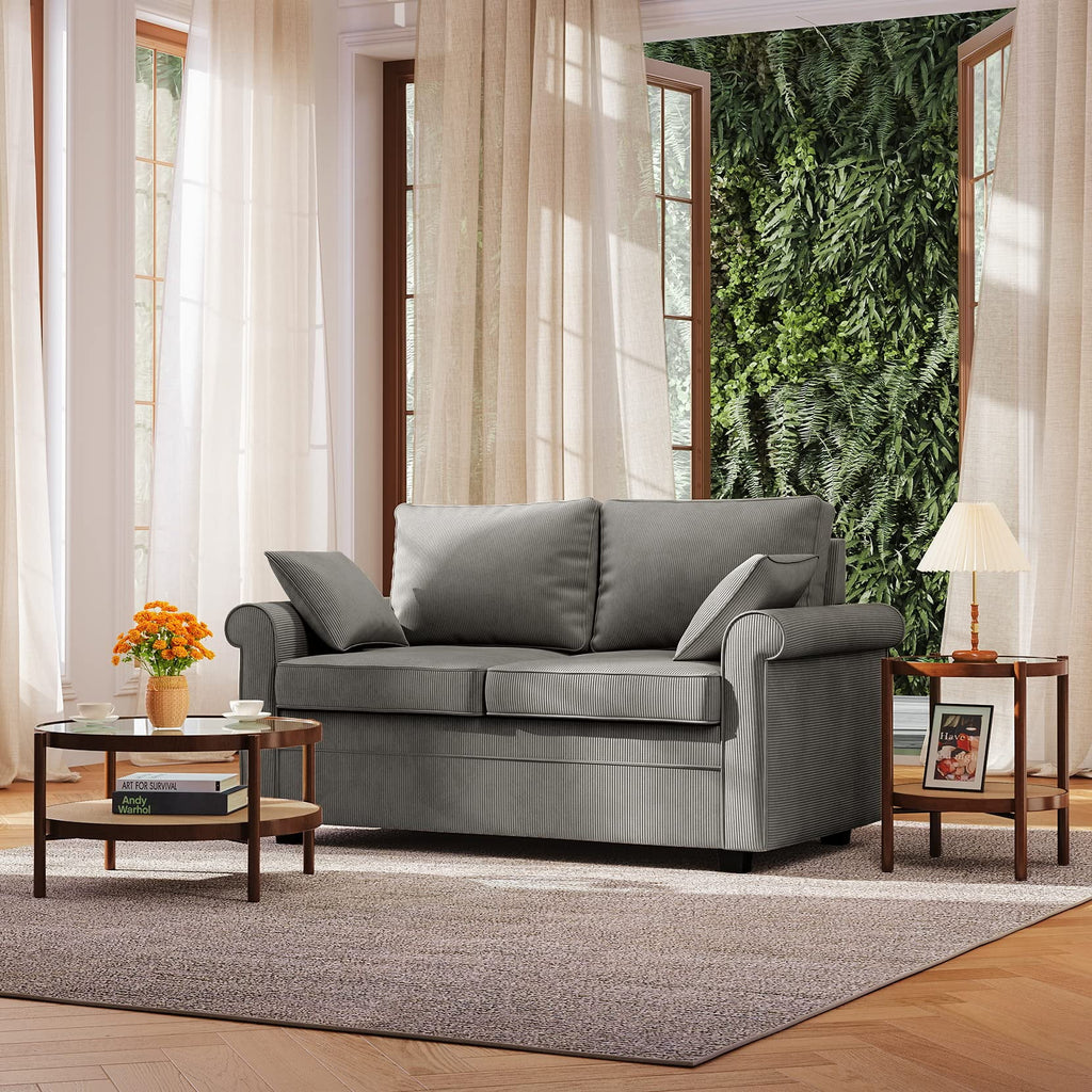 Brown Corduroy 2 in 1 Sleeper Sofa P5794