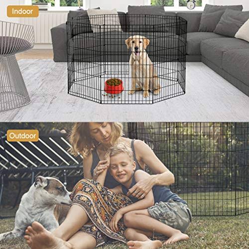 8 Panel 42-Inch Black Dog Playpen K127683