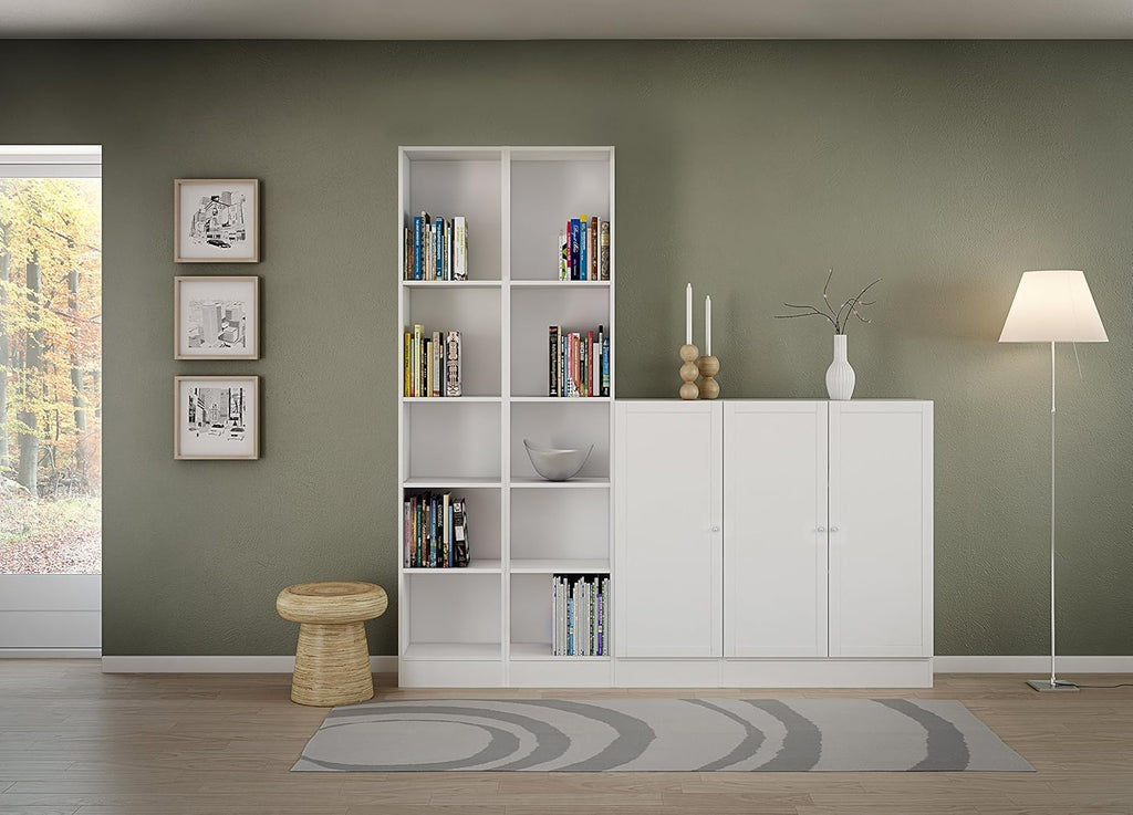 White 5 Shelf Narrow Bookcase W289361