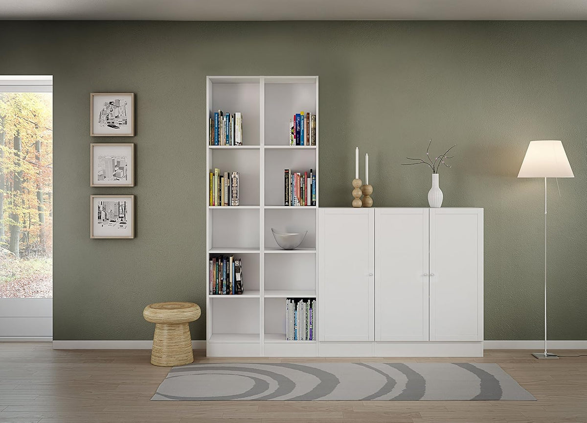White 5 Shelf Narrow Bookcase W289361