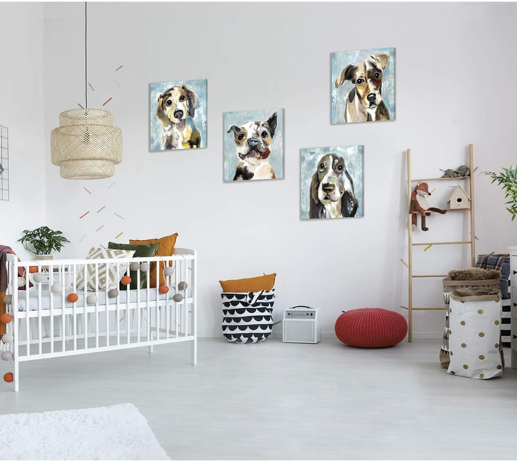 Abstract Dog Canvas Print 16'' x 16'' 4 Panels I869