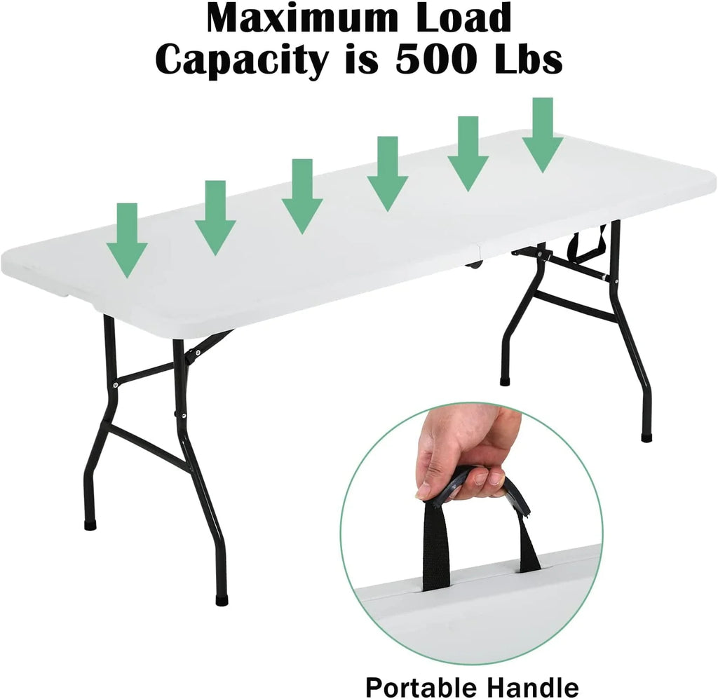 6ft Folding Plastic Table with Carrying Handle S6984