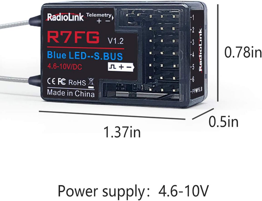 6CH RC Transmitter and Receiver 2.4g Gyro Telemetry Remote Controller X75859