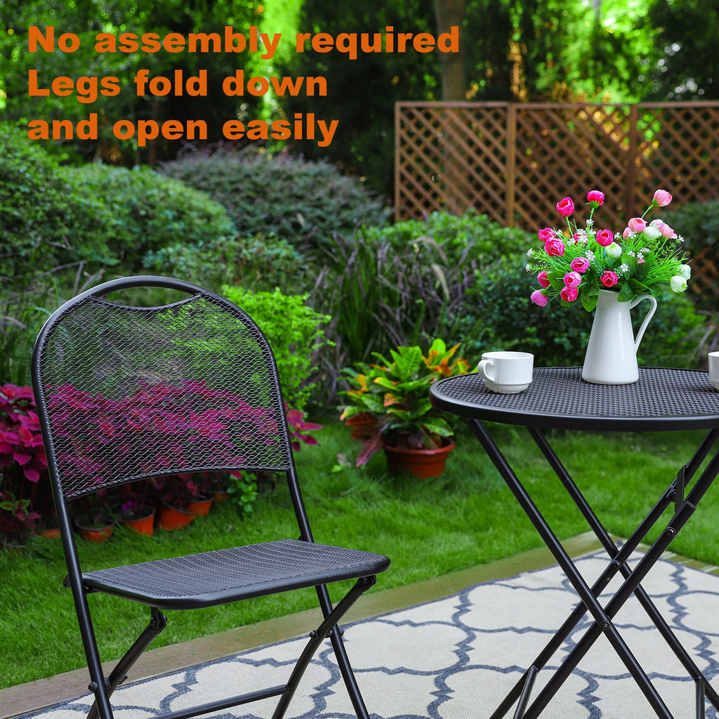 3 Pieces Metal Folding Bistro Set S660992
