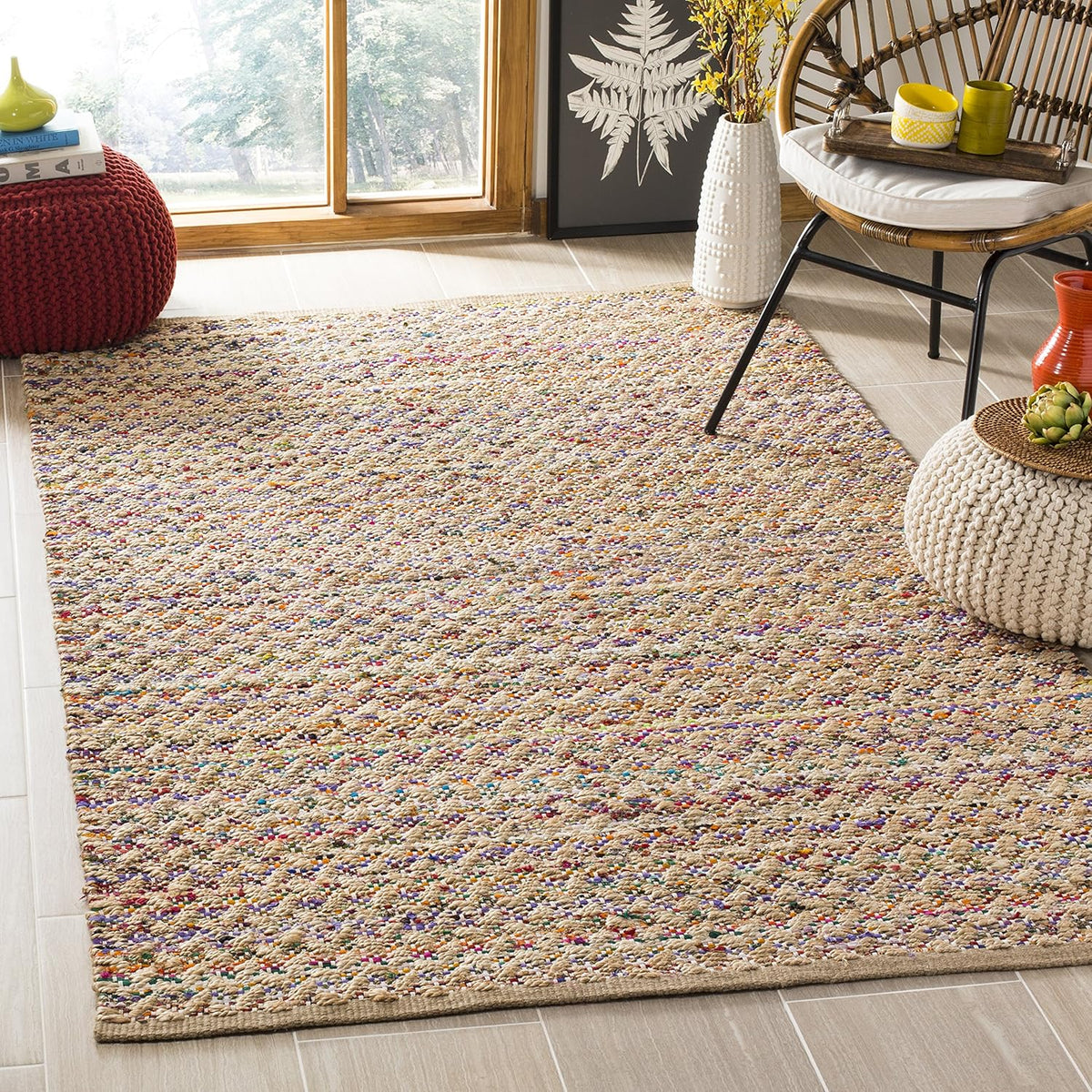 Handmade Braided Jute Runner 2'3 x 8' Blue Natural Q83938