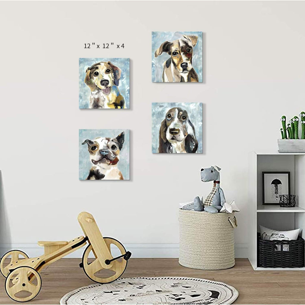 Abstract Dog Canvas Print 16'' x 16'' 4 Panels I869