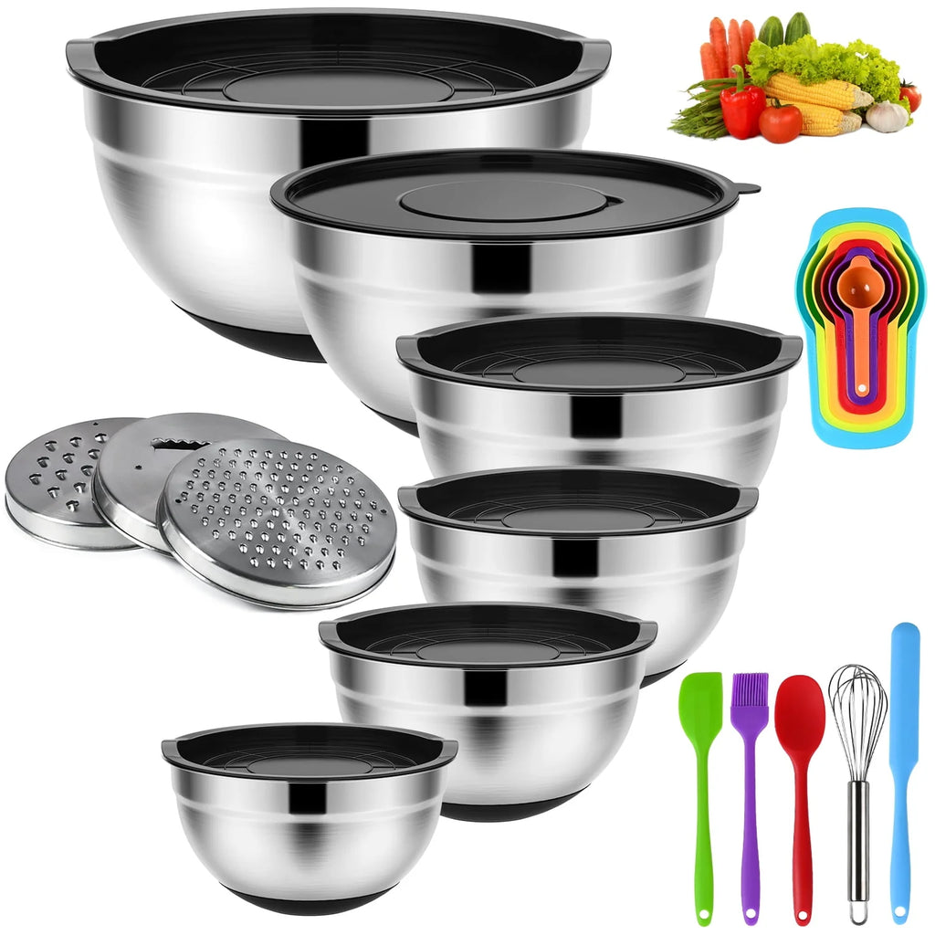 20 Pcs Stainless Steel Mixing Bowls Set with Lids L577