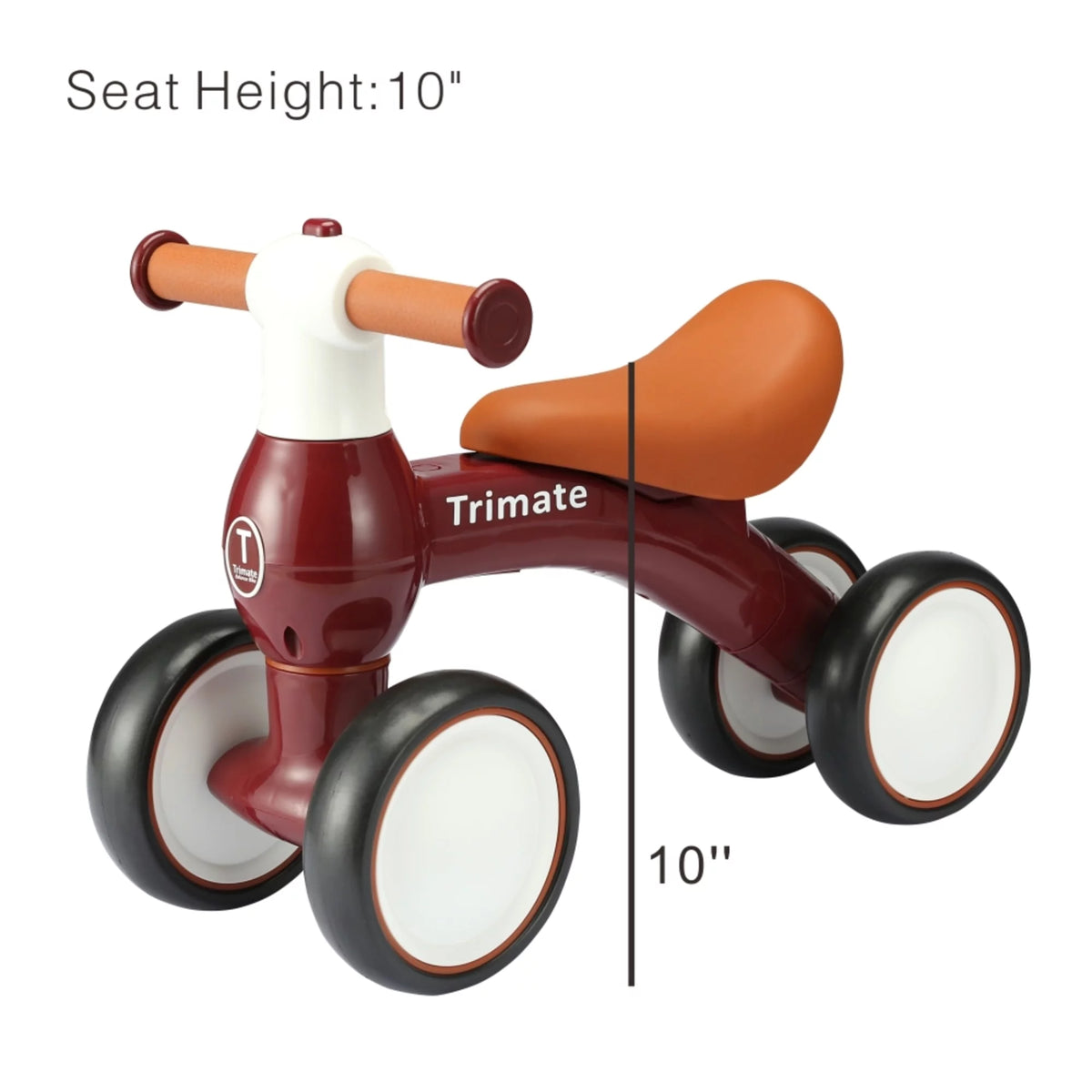 Wine Red 4 Wheels Baby Walker Balance Bike G1538