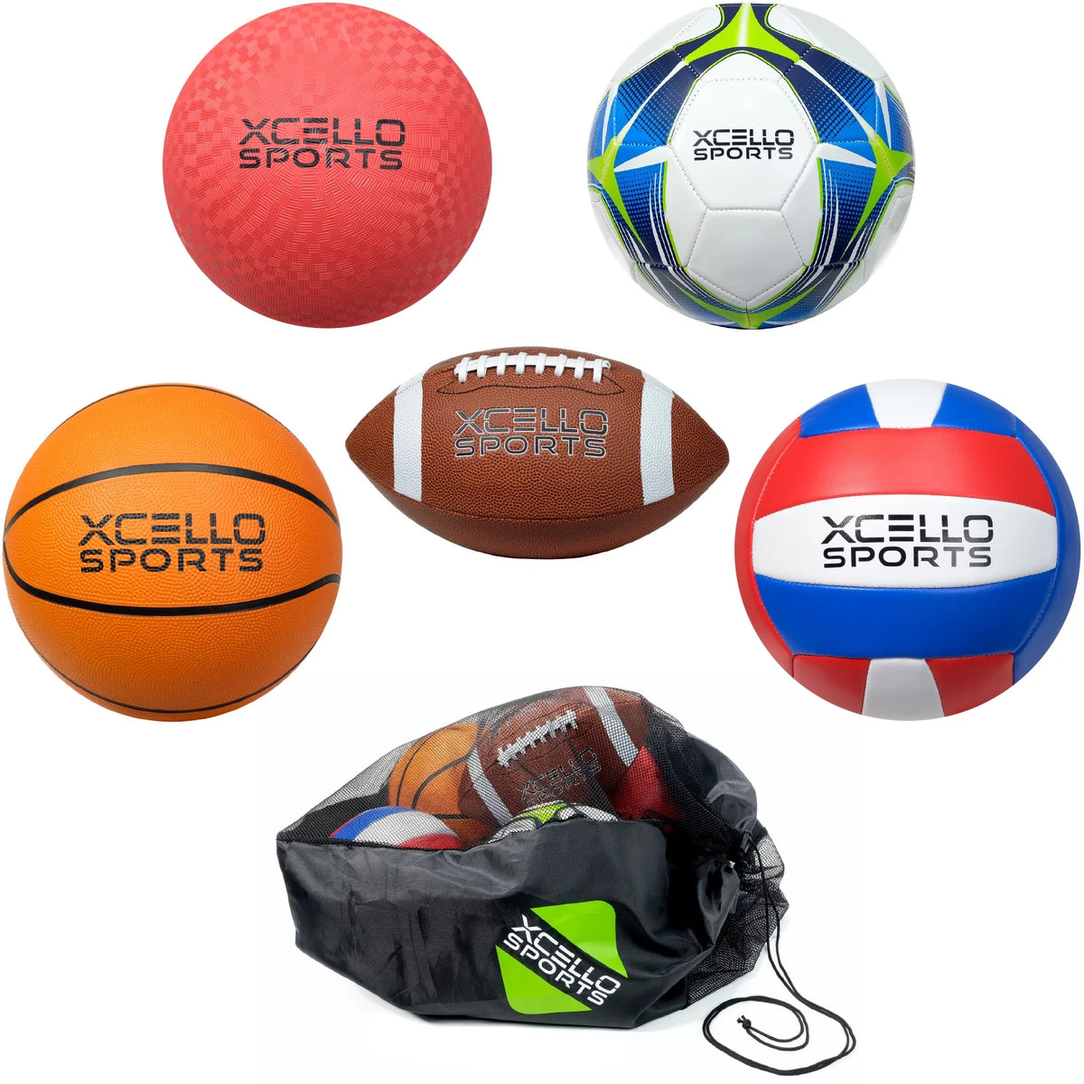5 Ball Assortment with Ball Pump and Carry Bag D160745
