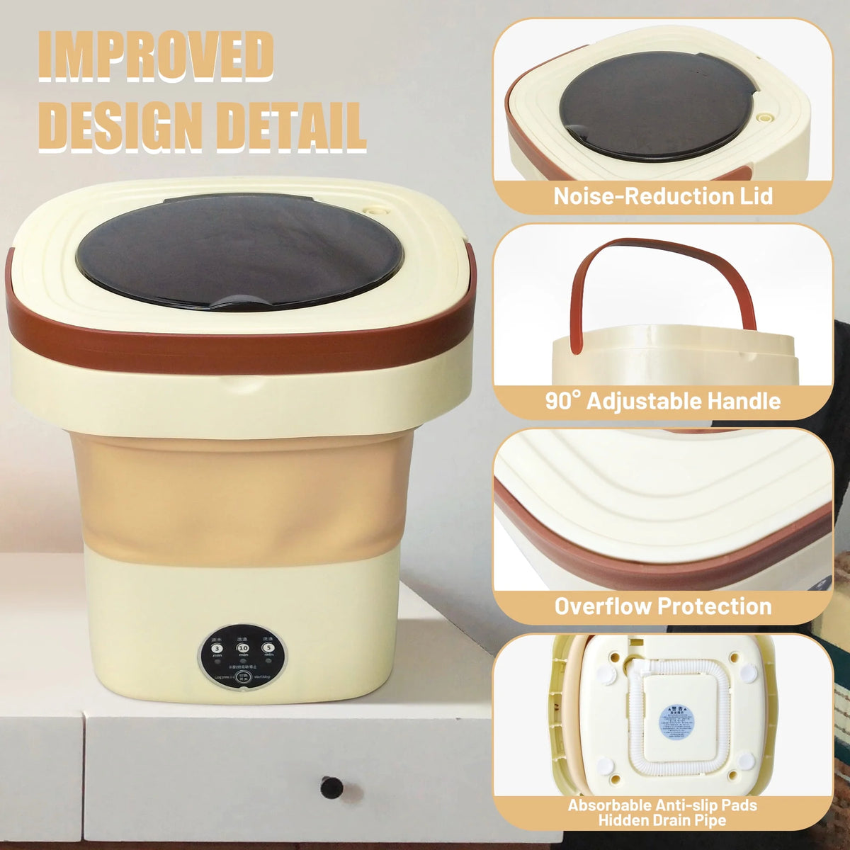 9L Portable Foldable Mini Washing Machine and Dryer Combo S195