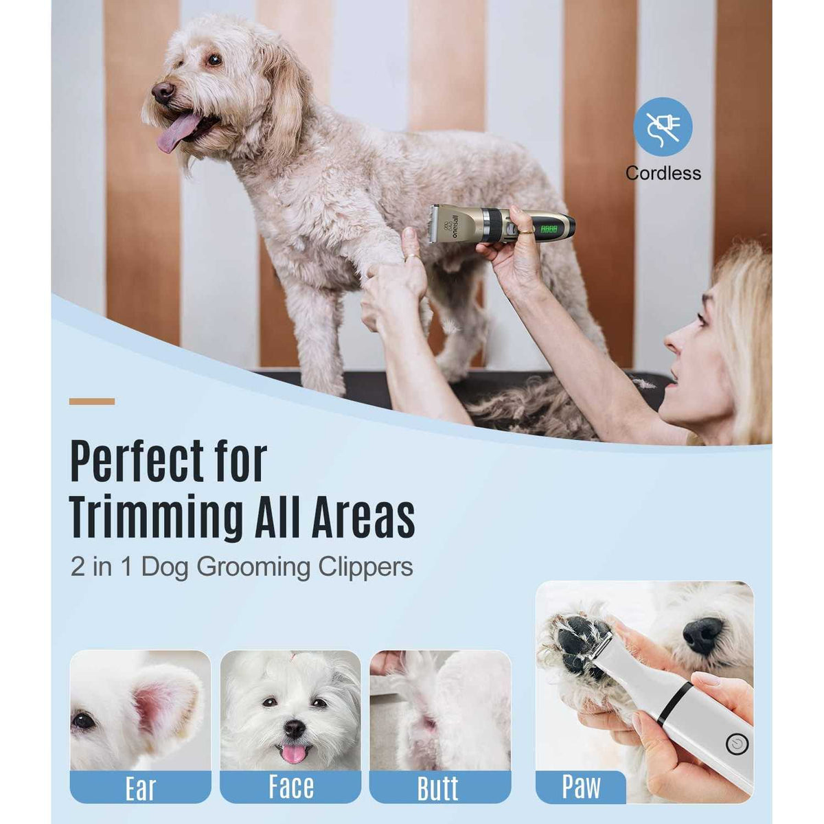 Dog Clippers and Paw Trimmer Kit 2 in 1 Cordless P219652