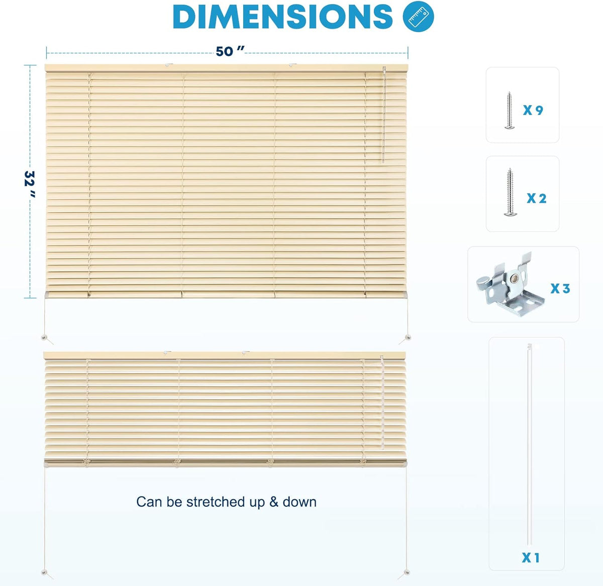 Dimmable Cordless RV Window Shade 50”W x 32”L L456887