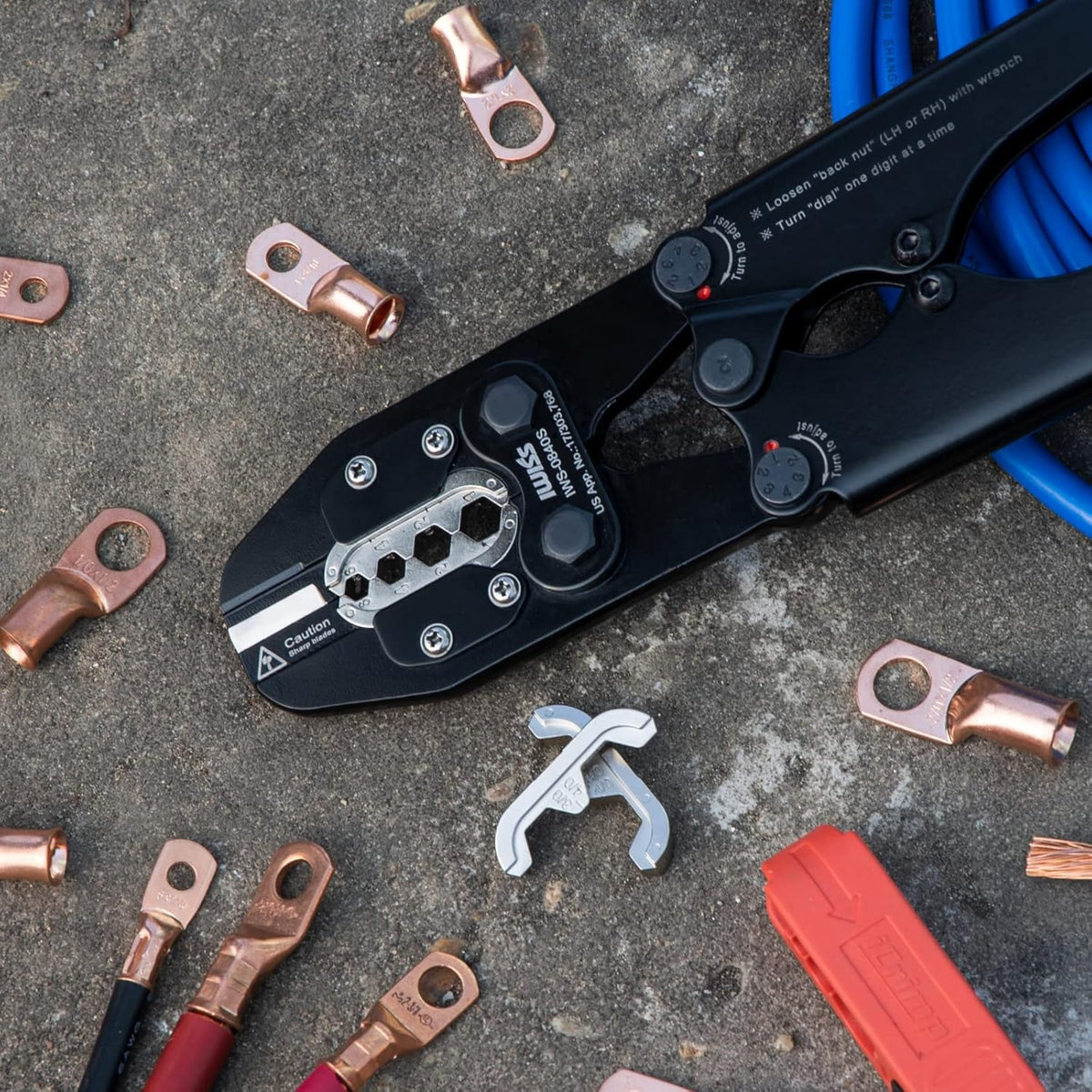 Battery Cable Lug Crimping Tool Set with Interchangeable Jaws M1098